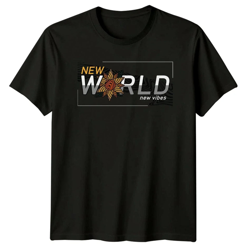 New World New Vibes T-Shirt Abstract Groovy Aesthetic
