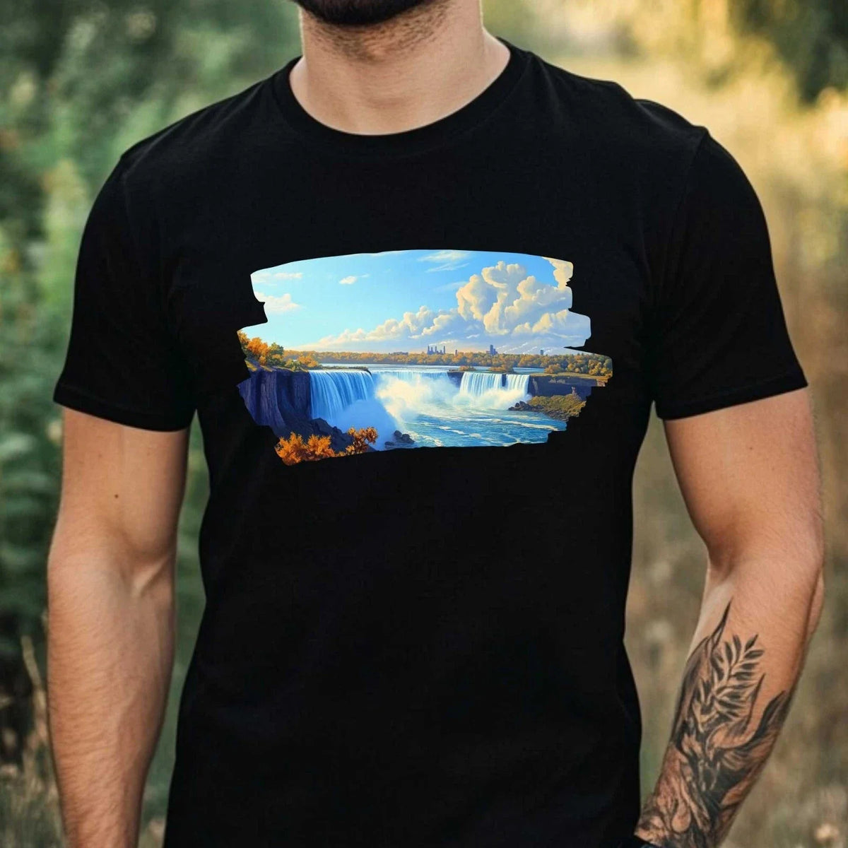 Mens Niagara Falls Motif Cotton T-Shirt Size XS to 5XL