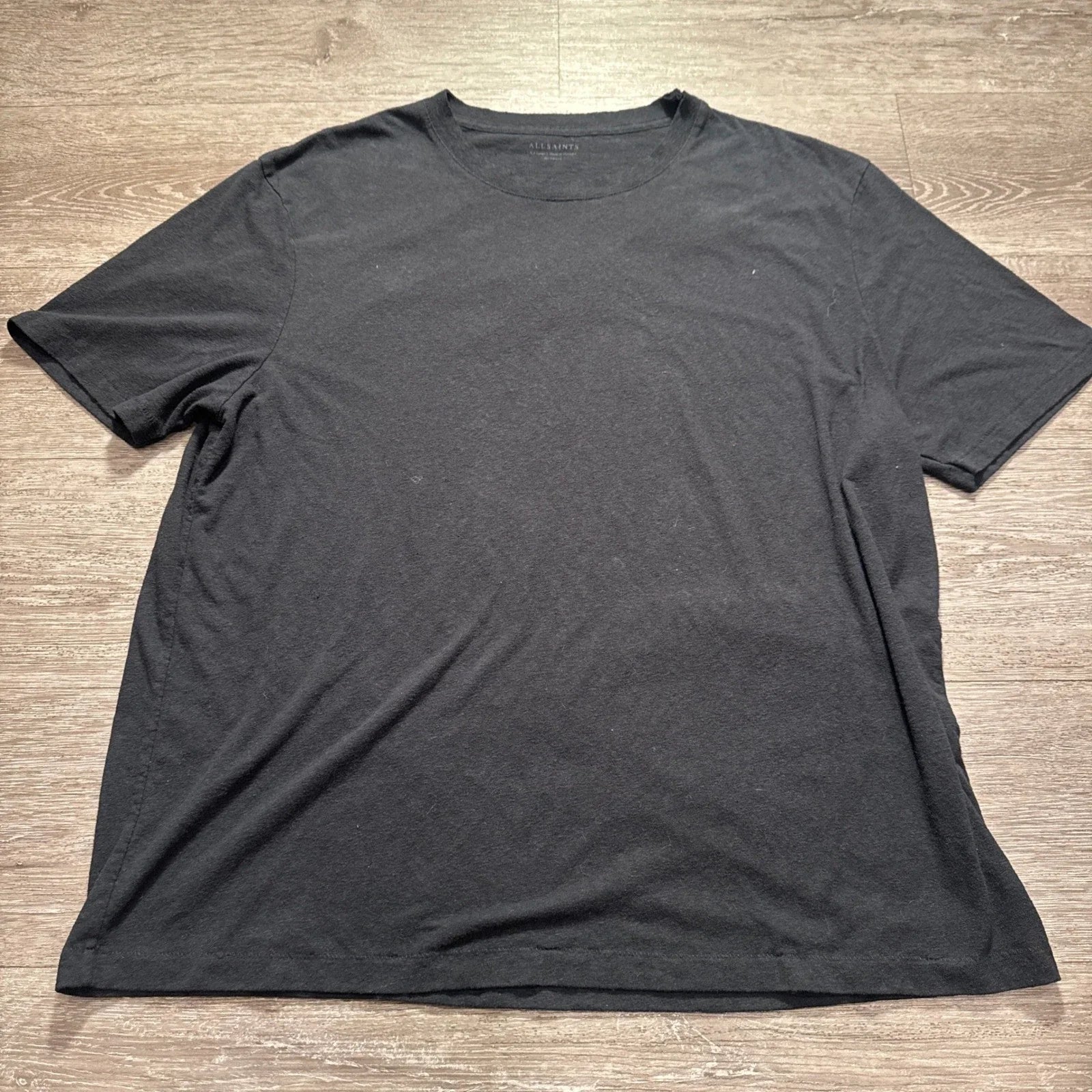 AllSaints Shirt Mens XXL Black Cotton Blend Harvest SS Crew Oversized Streetwear
