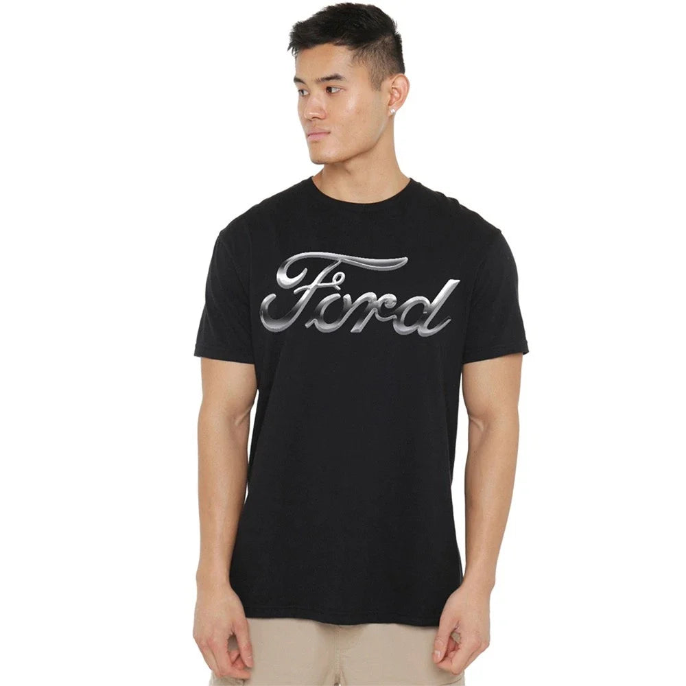 Ford Chrome Ford Logo Unisex T-Shirt S-5XL, Black