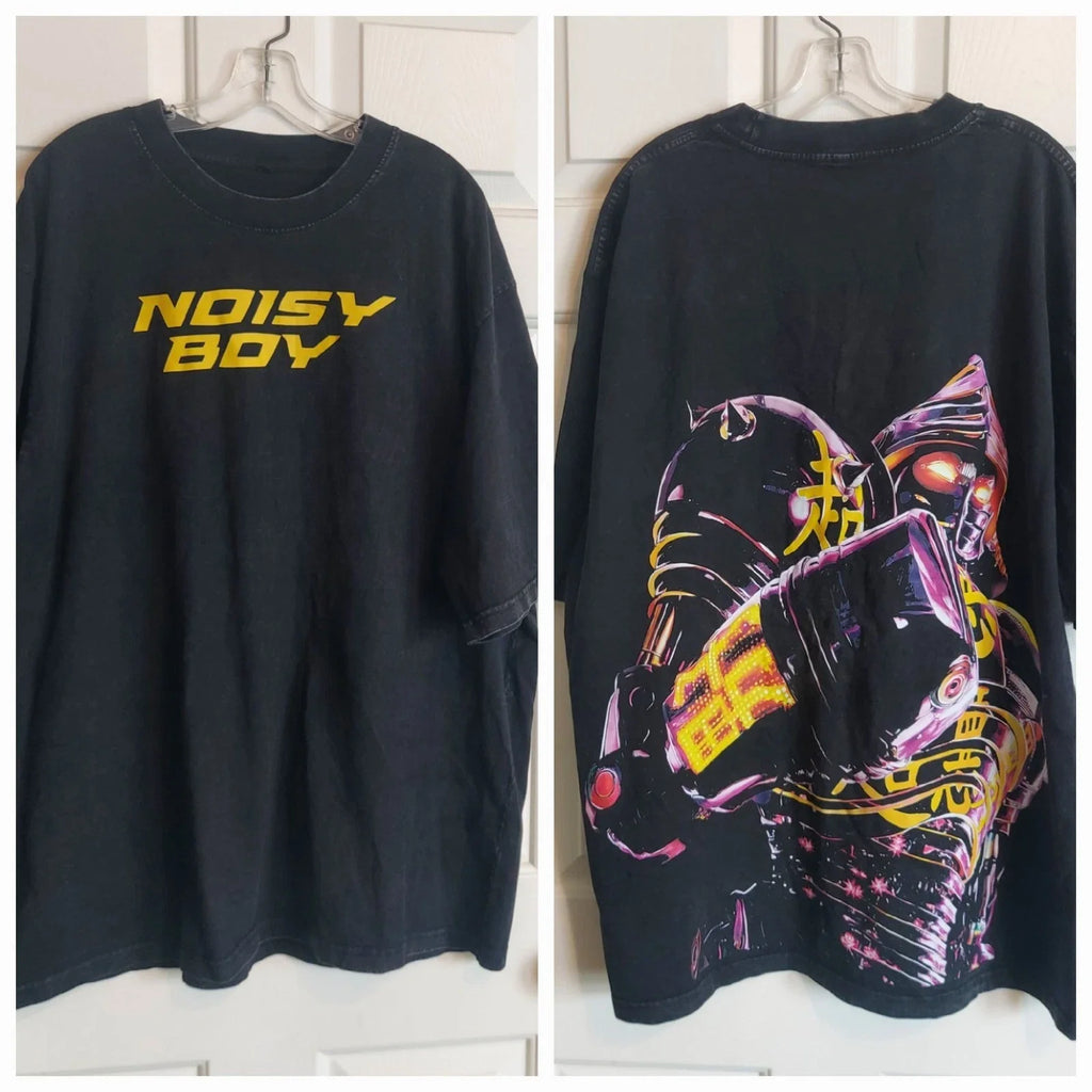 Noisy Boy Real Steel Graphic T-Shirt Mens 2XL Black Oversized Sci-Fi Robot Tee
