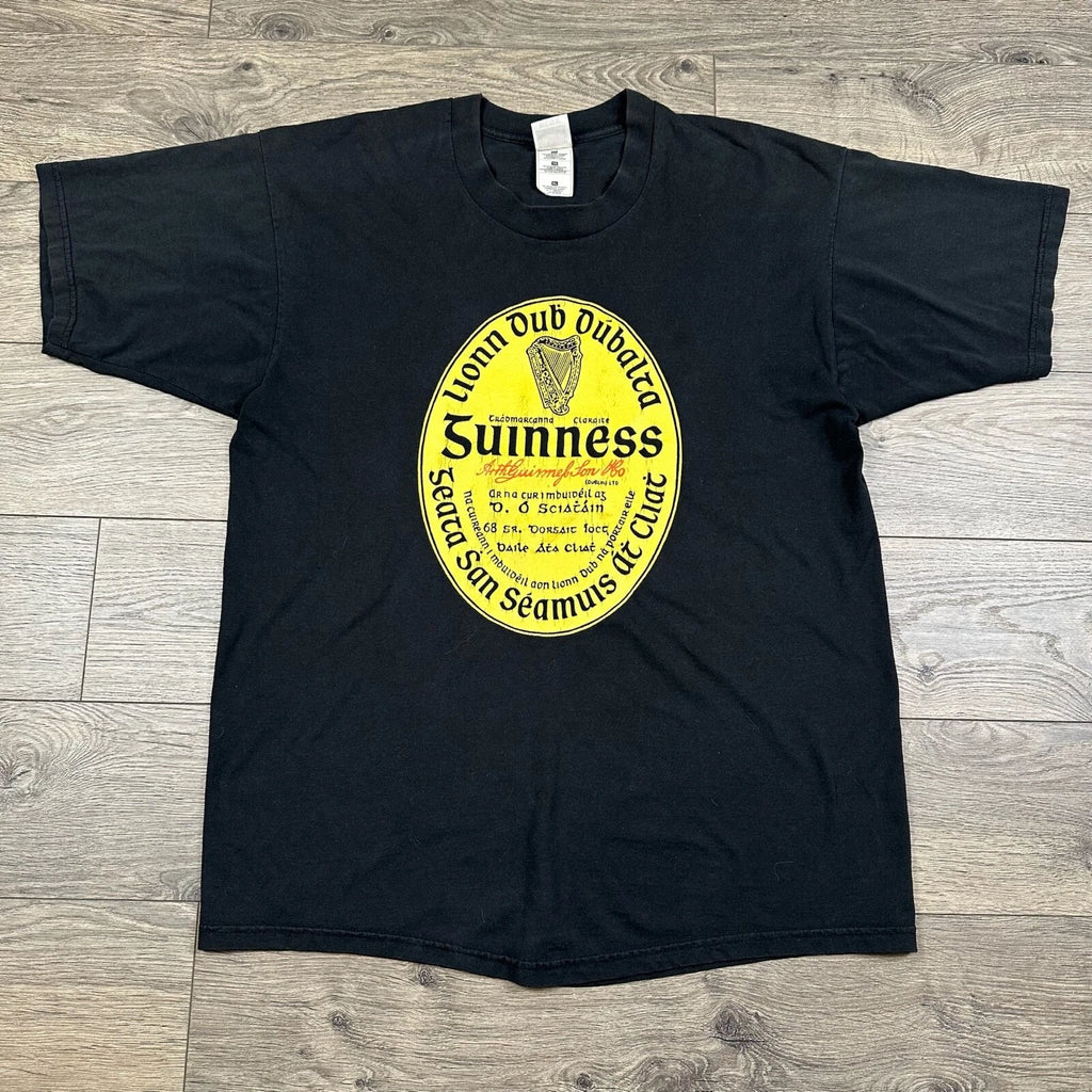Vintage Guinness Beer Shirt Adult XL Black Alcohol Drinking Seal Logo