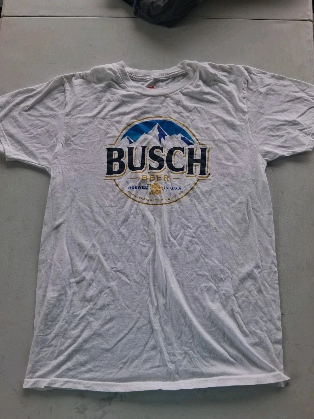 Busch Beer Hanes Nano T white t shirt size medium