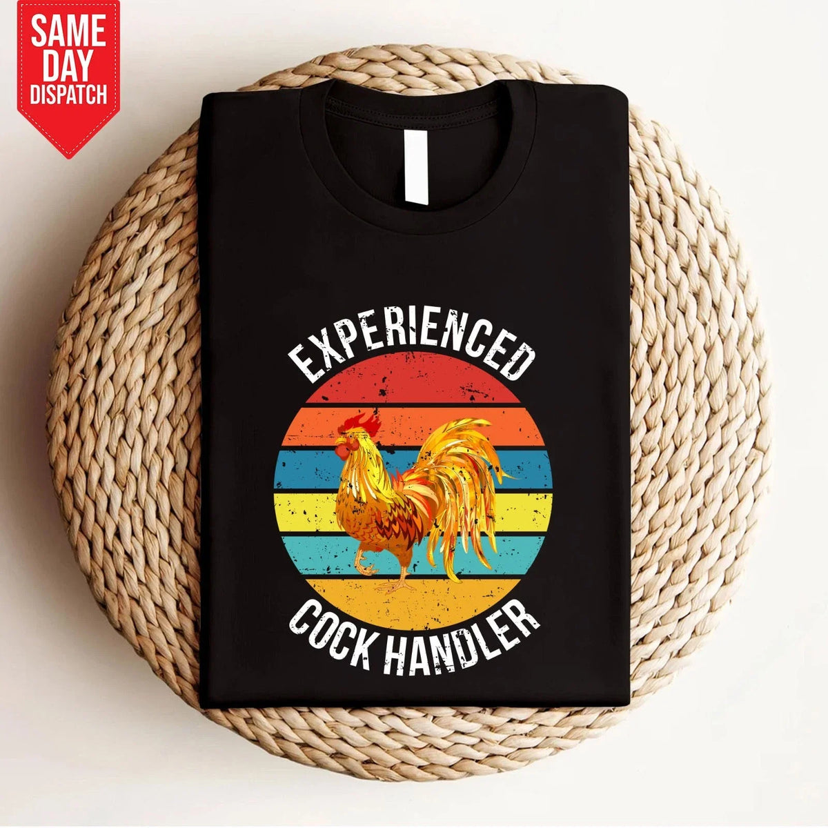 Experienced Cock Handler T Shirt Printed Pun Chicken Farm Vintage Gift Funny Top