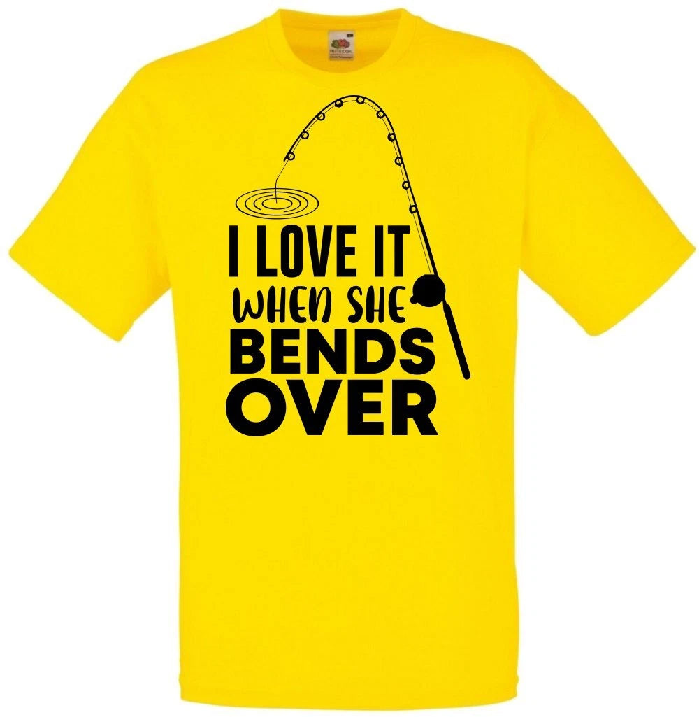 Fishing Love It Bend Over Humour Novelty T Shirt Various Colours And Sizes