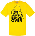 Fishing Love It Bend Over Humour Novelty T Shirt Various Colours And Sizes