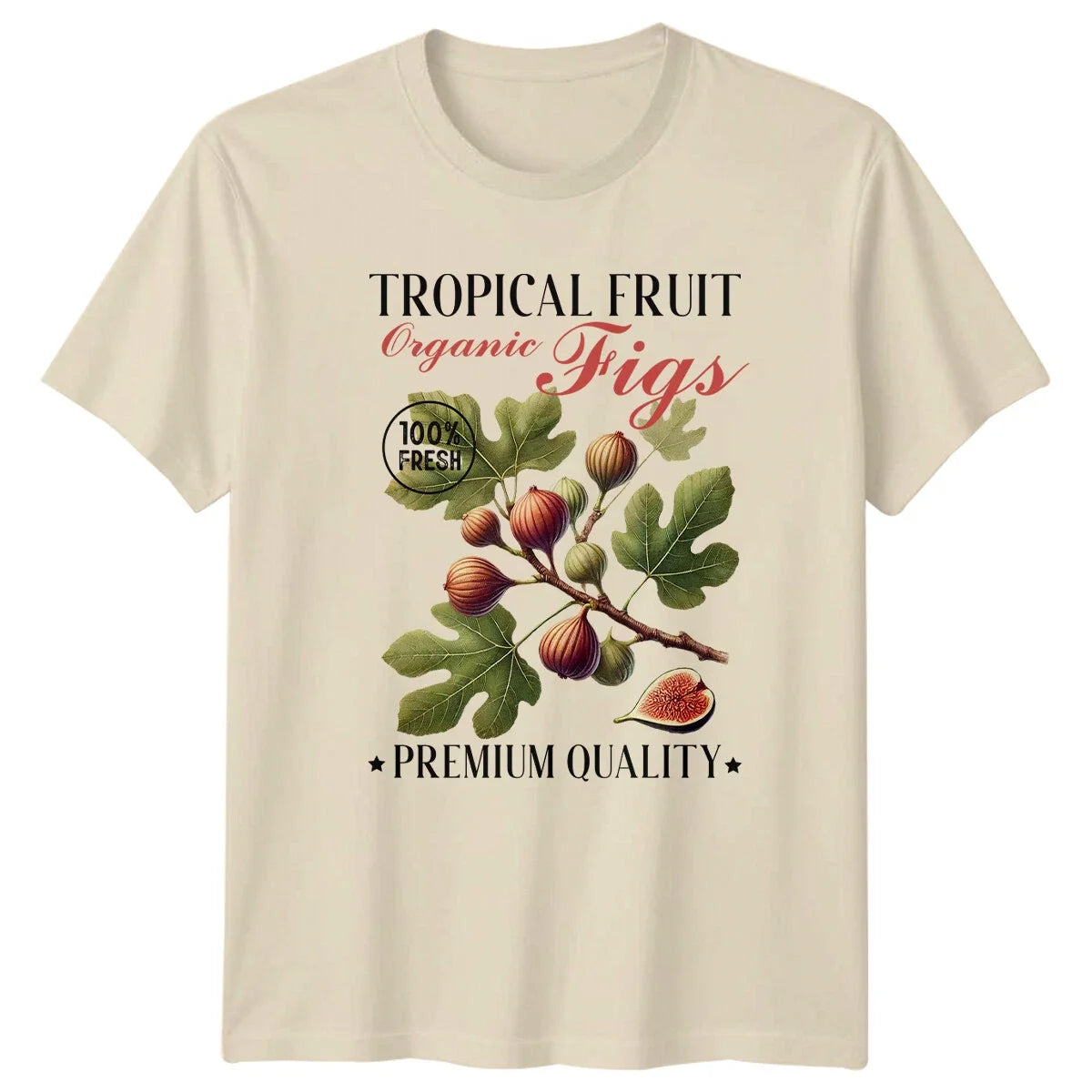 Retro Organic Figs Premium Quality T-Shirt, Tropical Fruit Tee -a