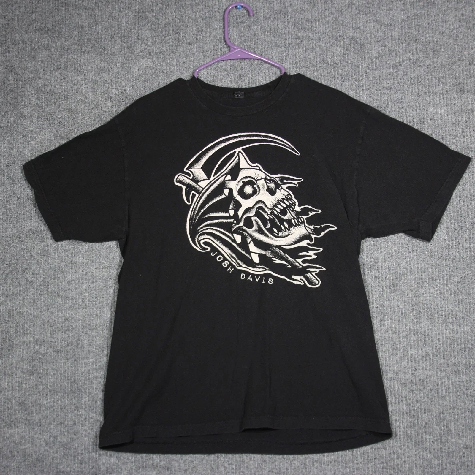 Y2K Josh Davis T Shirt Mens XL Grunge Goth Skull Reaper Retro Skater Streetwear