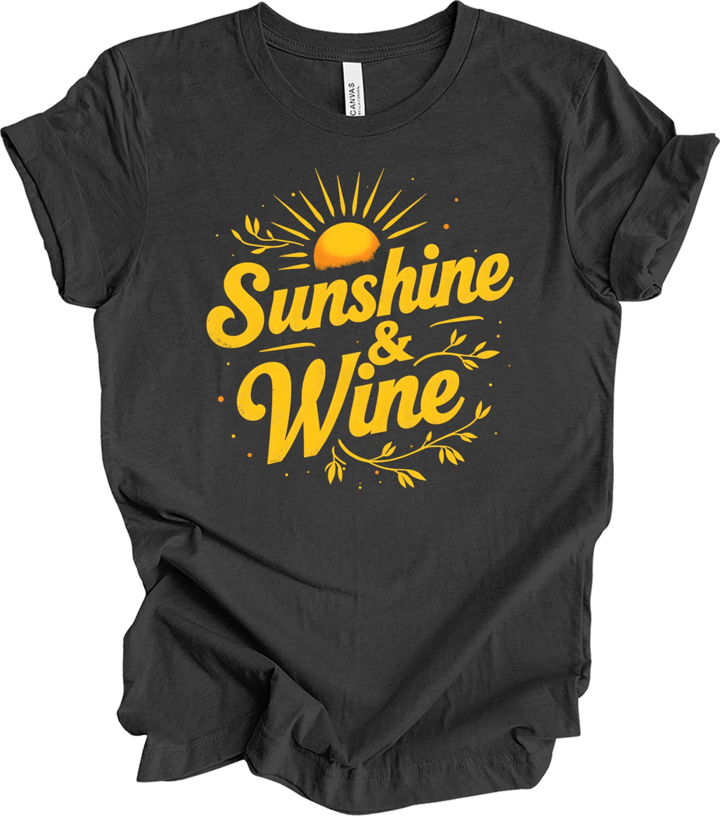Sunshine and Wine Retro Design – Summer Vibes, Vintage Drinking Gift... T-shirt
