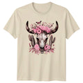 Floral Bull Skull Animals Mens T-Shirt Womens Tee Graphic Top Unisex