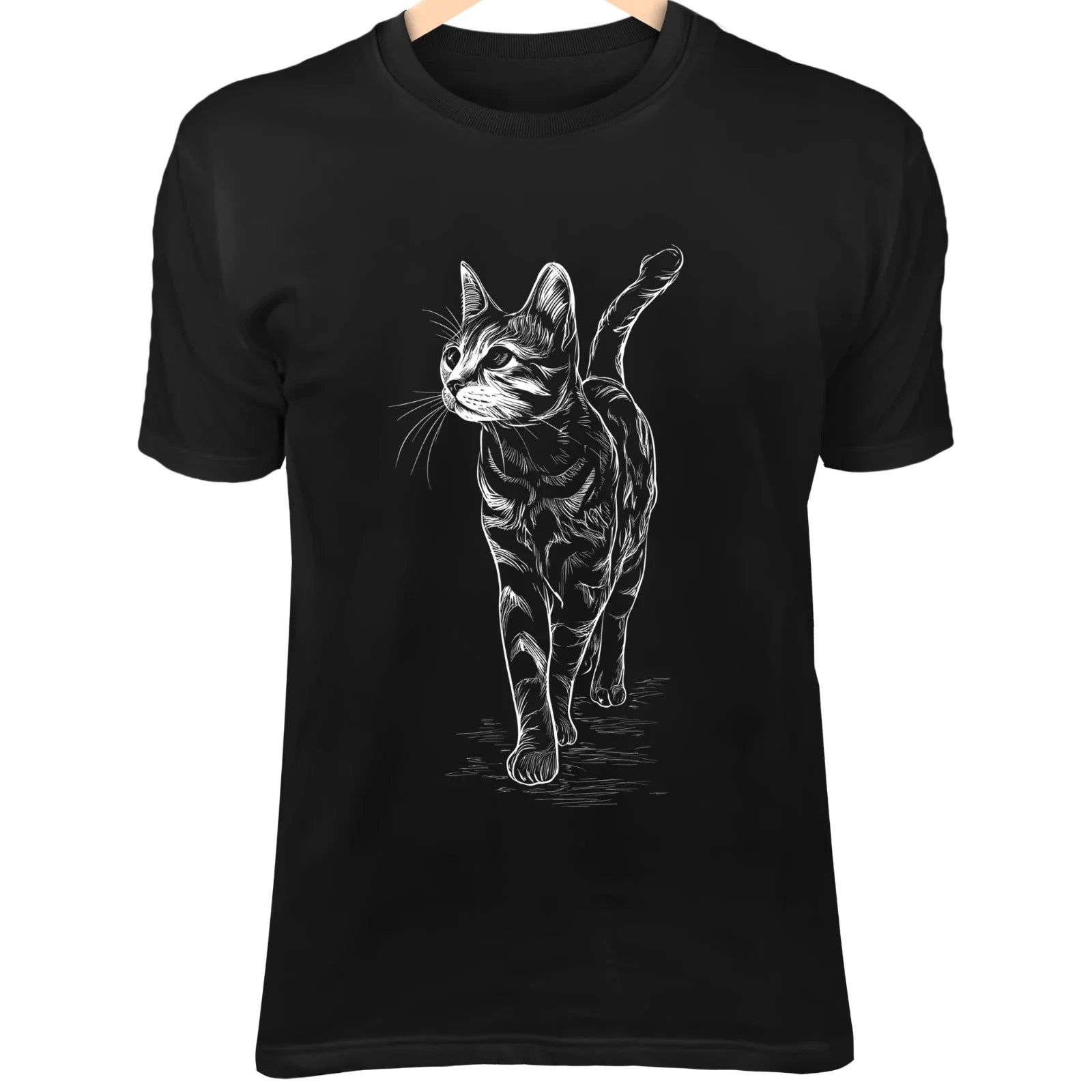 Bengal Cat Line Art - Sleek Minimalist Doodle with Elegant Posture & Playful Cha