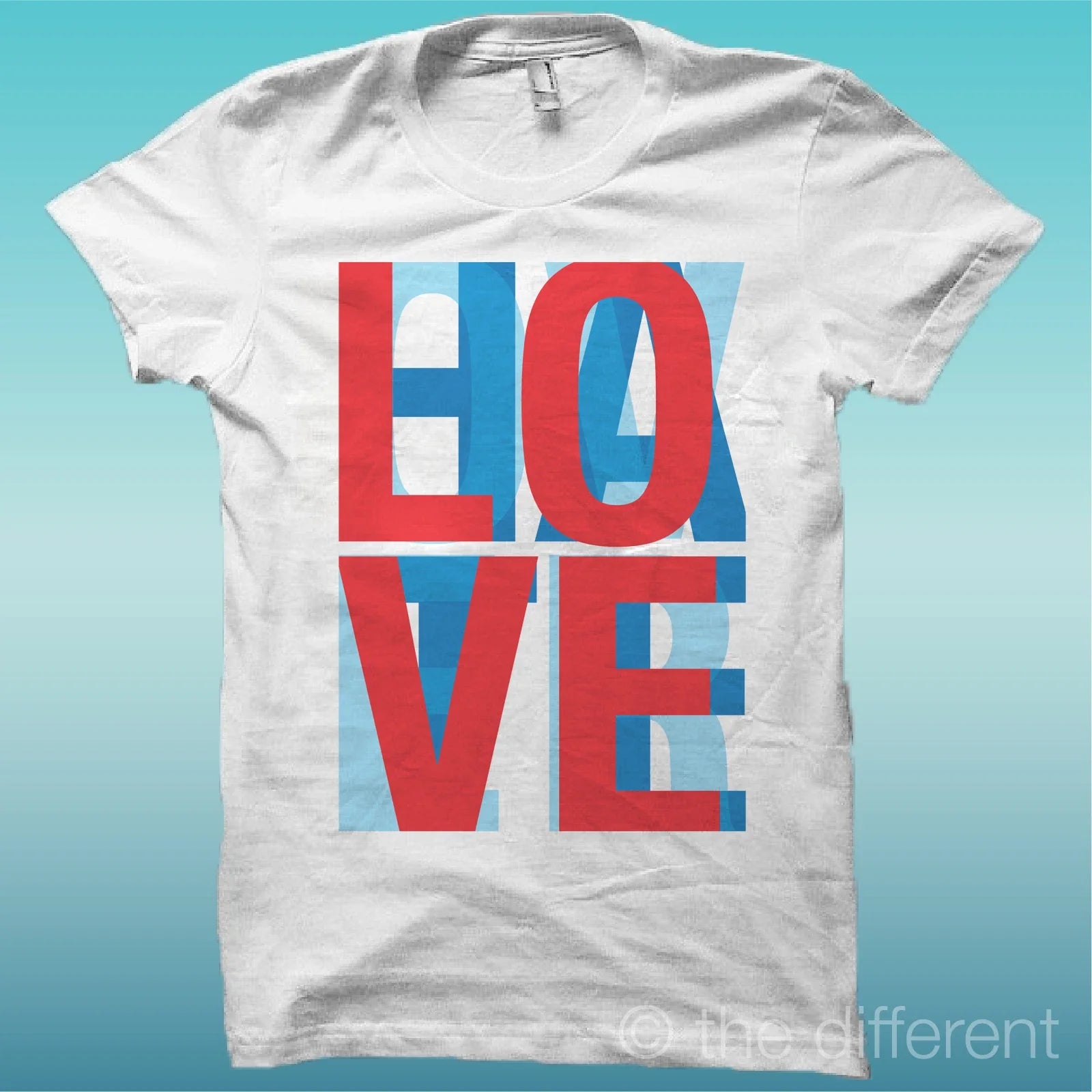 T-Shirt " Love Over Hate " White The Happiness Is Have My T-Shirt New