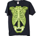 Fruit of the Loom HD Cotton Skeleton Rib Cage Graphic T-Shirt Black Neon Green S