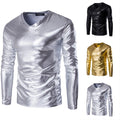 Rock the Night Away with Fashionable Men's Long Sleeve Leather T Shirt