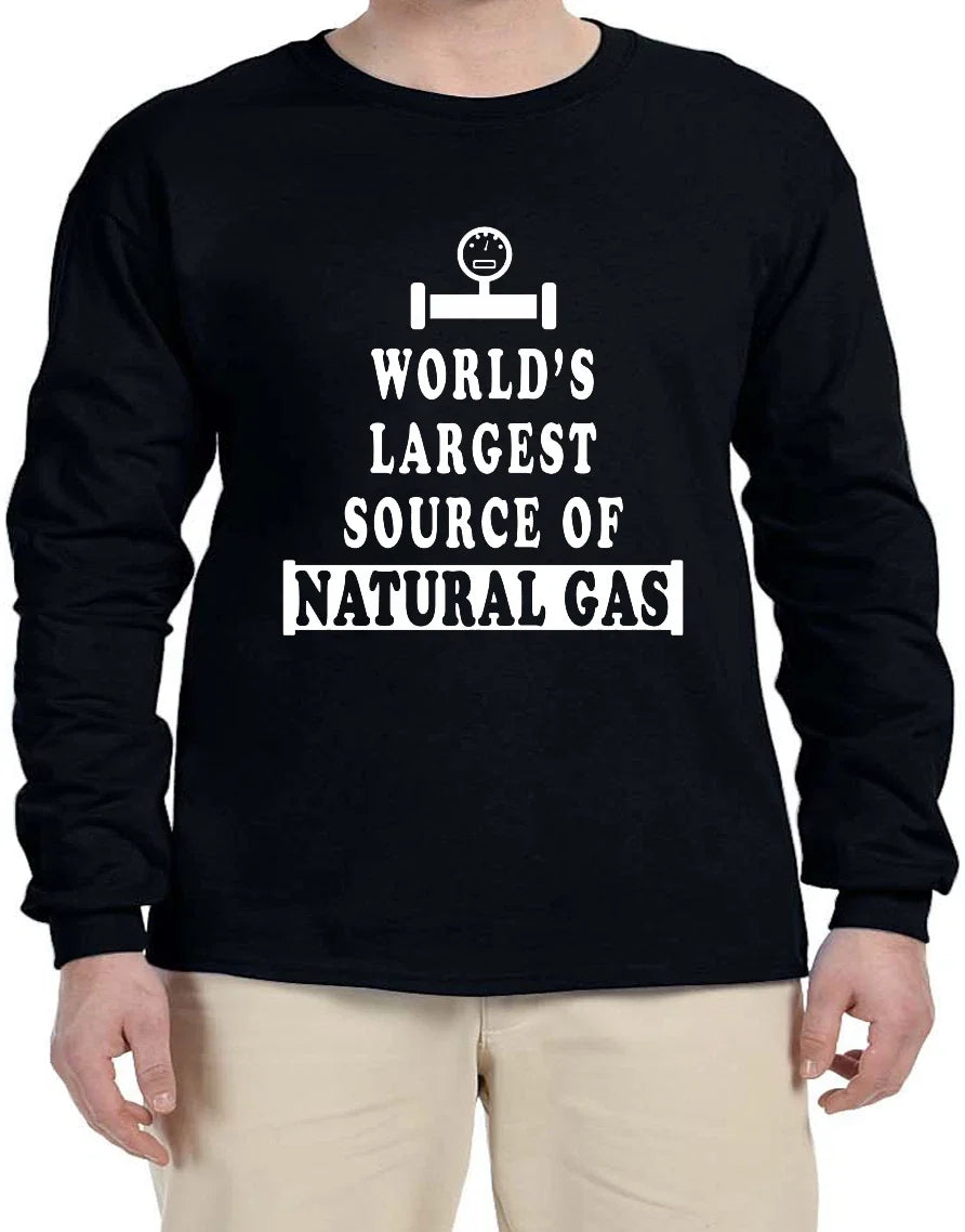 Funny Farting Natural Gas Dad Joke Design Long arm Shirts Men's Long Sleeve Gift