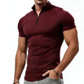 Camiseta Con Cuello Levantado Y Cremallera Para Hombre Camisa De Manga Corta Men