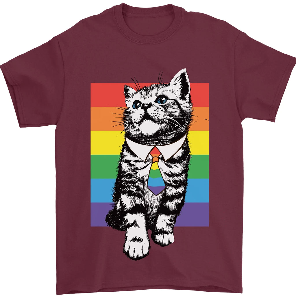 LGBT Cat Gay Pride Day Awareness Mens T-Shirt 100% Cotton