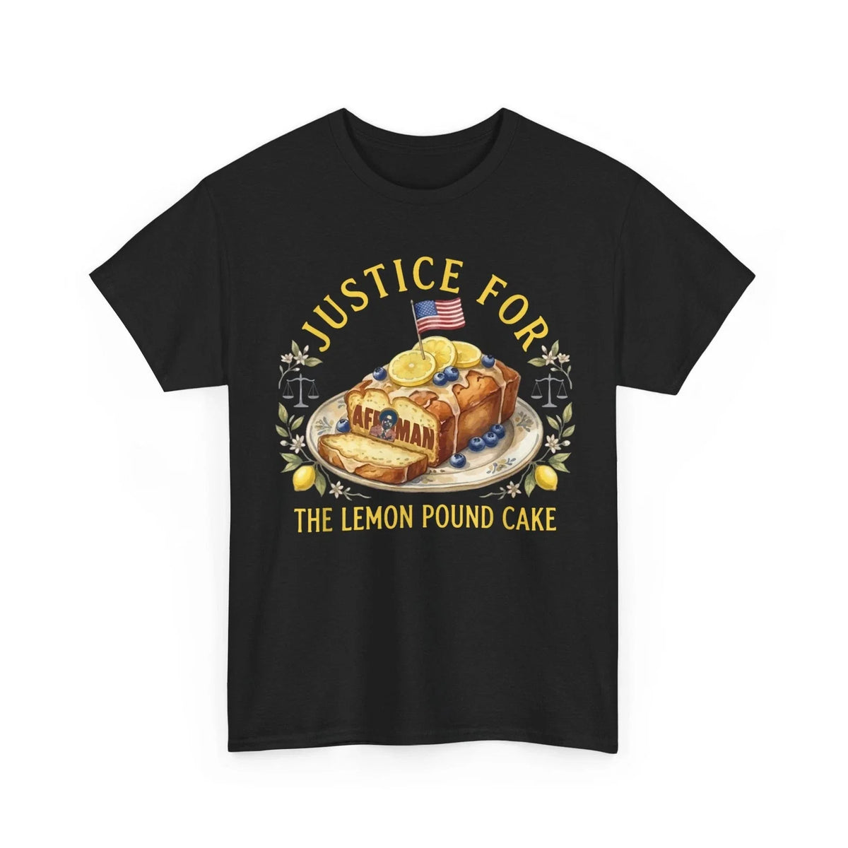 Funny Justice for Lemon Pound Cake Afroman US Flag Trendy T-Shirt