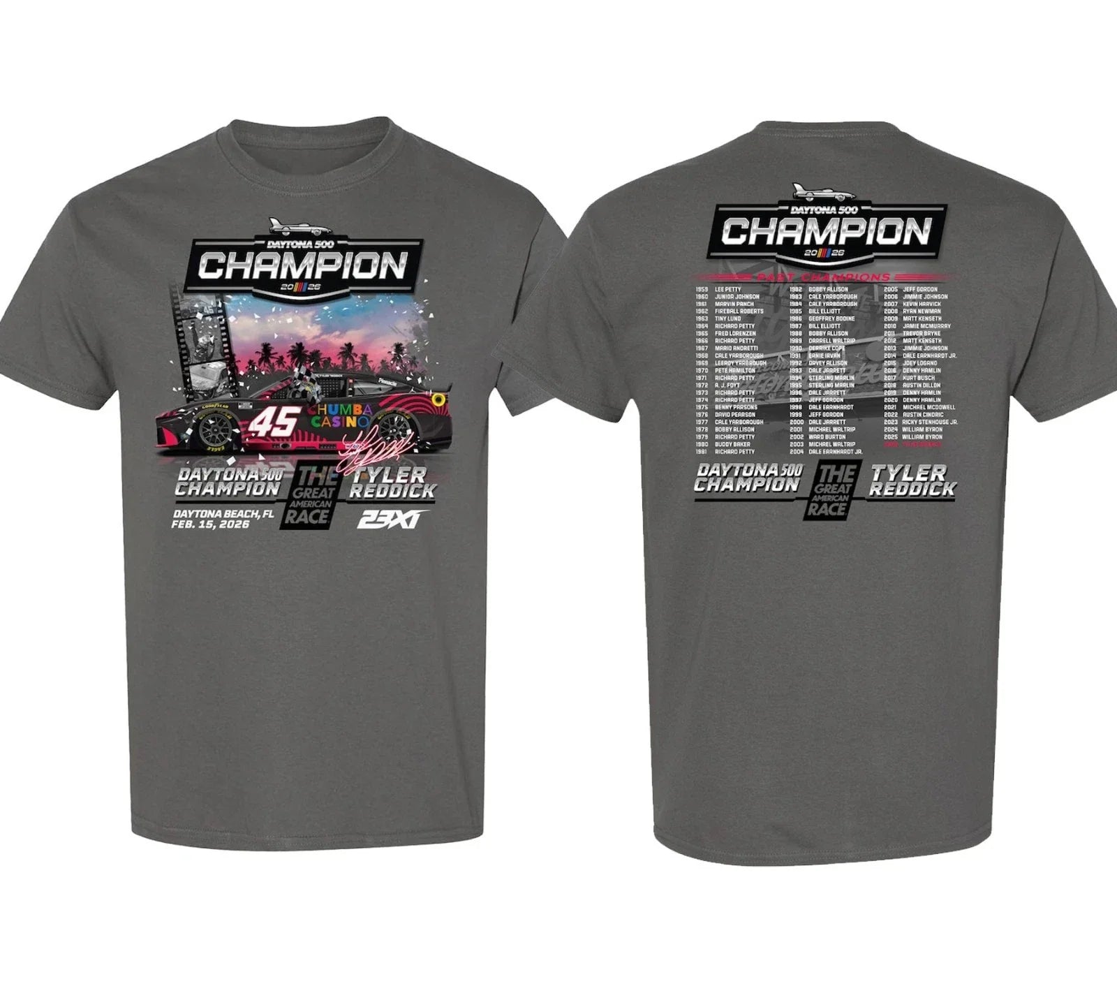 Tyler Reddick 2026 Daytona 500 Past Champions reprint T-Shirt