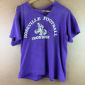 VTG 70s Distressed Faded Thrashed Roseville Football Ironman Tee Purple M USA