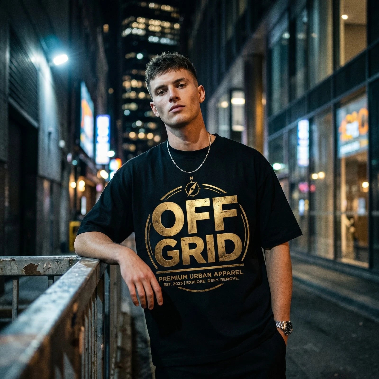 OKStreetwear Off Road Oversized T-Shirt Men Black Streetwear Graphic Tee