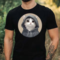 Mens Anime Cat Print Cotton T-Shirt Size XS to 5XL