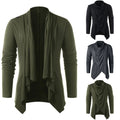 Fashionable Men's Shawl Collar Cardigan with Long Sleeves and Overlap Style