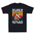Owl First I Drink The Coffee Then I Do The Things Vintage Men's T-Shirt Black