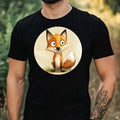 Mens Funny Cartoon Fox Motif Cotton T-Shirt Size XS to 5XL