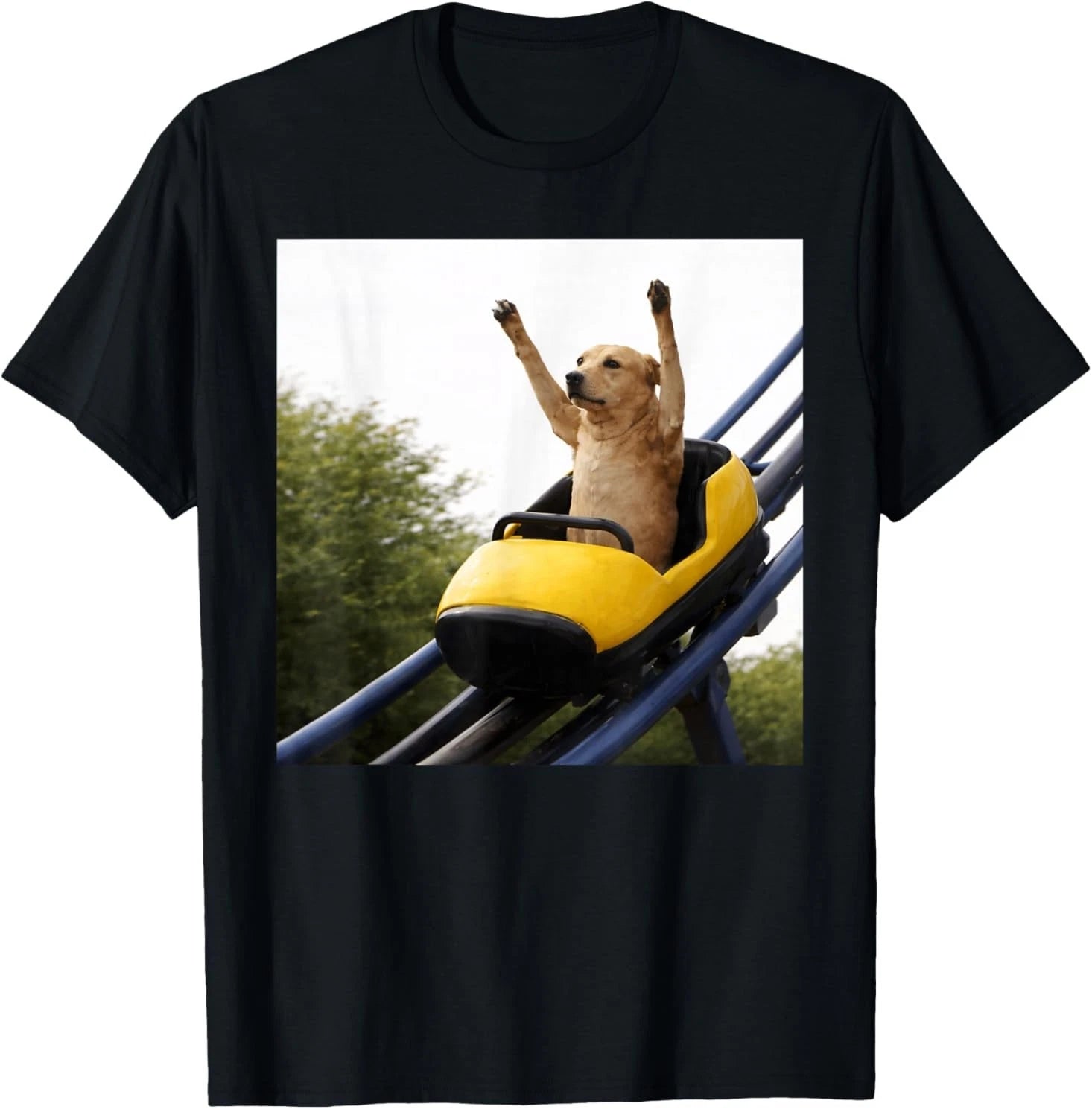 Funny Labrador Dog Riding Roller Coaster Meme for Dog Lovers T-Shirt