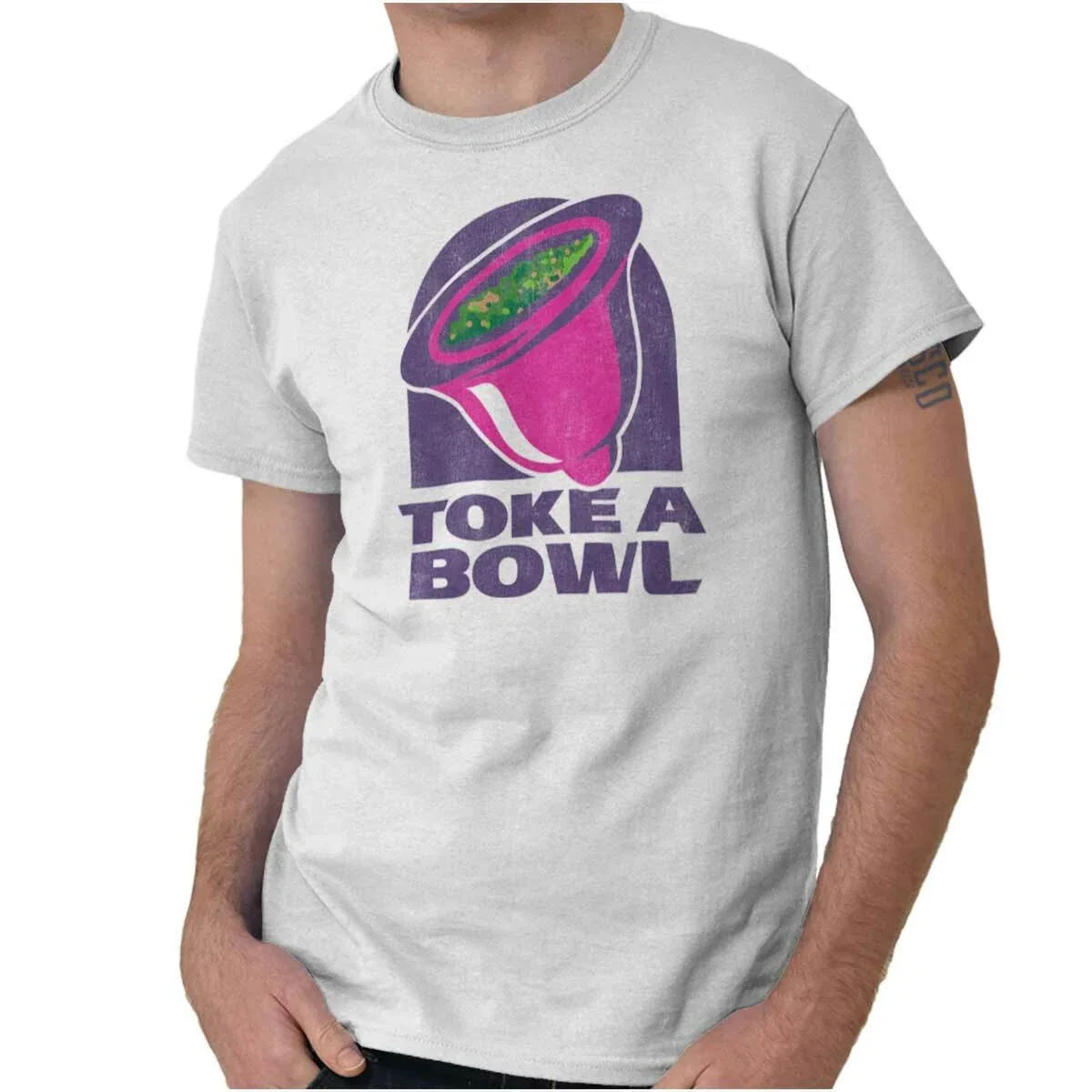 Funny Marijuana Stoner Toke A Bowl 420 Humor Womens or Mens Crewneck T Shirt Tee