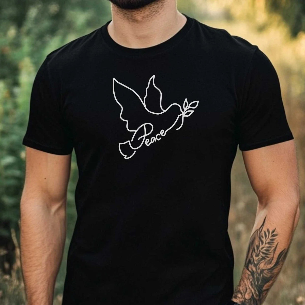Mens Dove Motif Cotton T-Shirt Size XS to 5XL