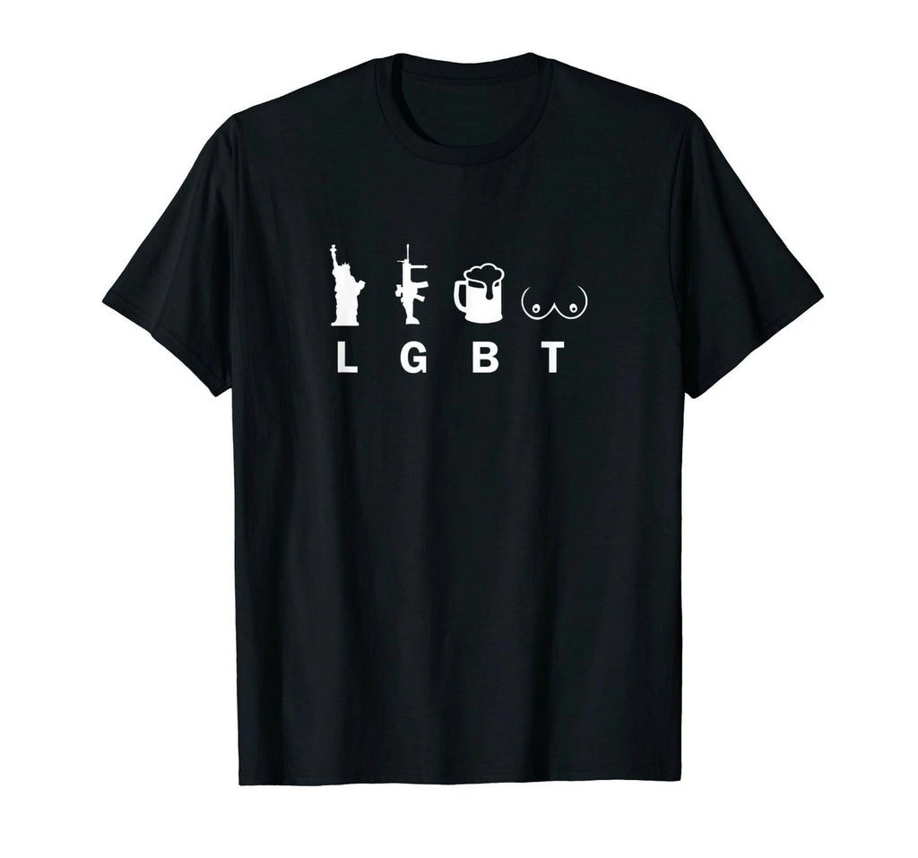LGBT Liberty Guns Beer Tits T Shirt Gildan Tee AR15 M16 1911 M9 M14 2nd