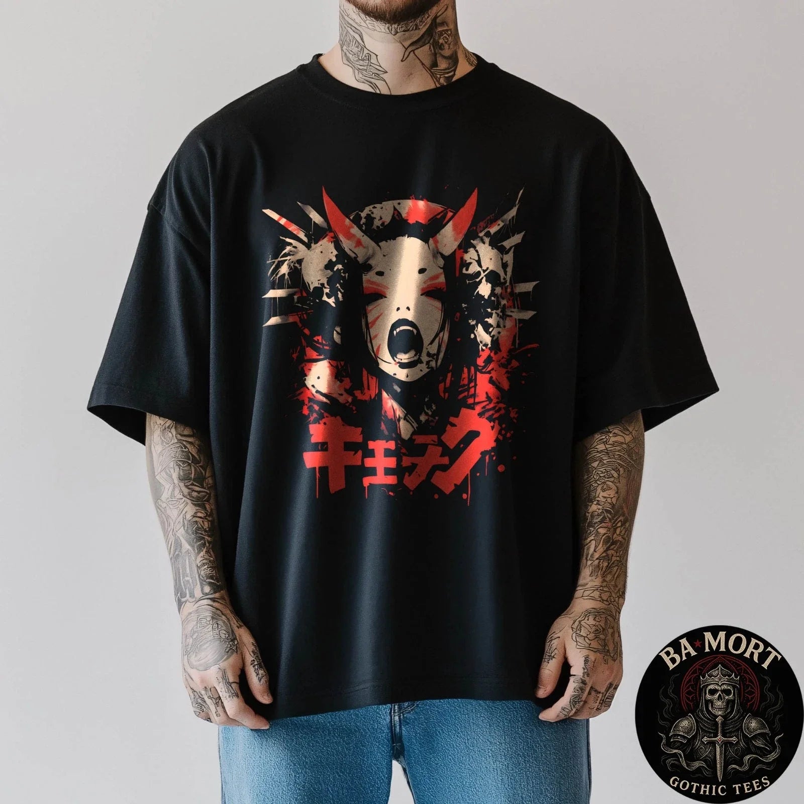 Goth Grunge Demon Anime Girl Waifu Horror Alt Aesthetic T-Shirt