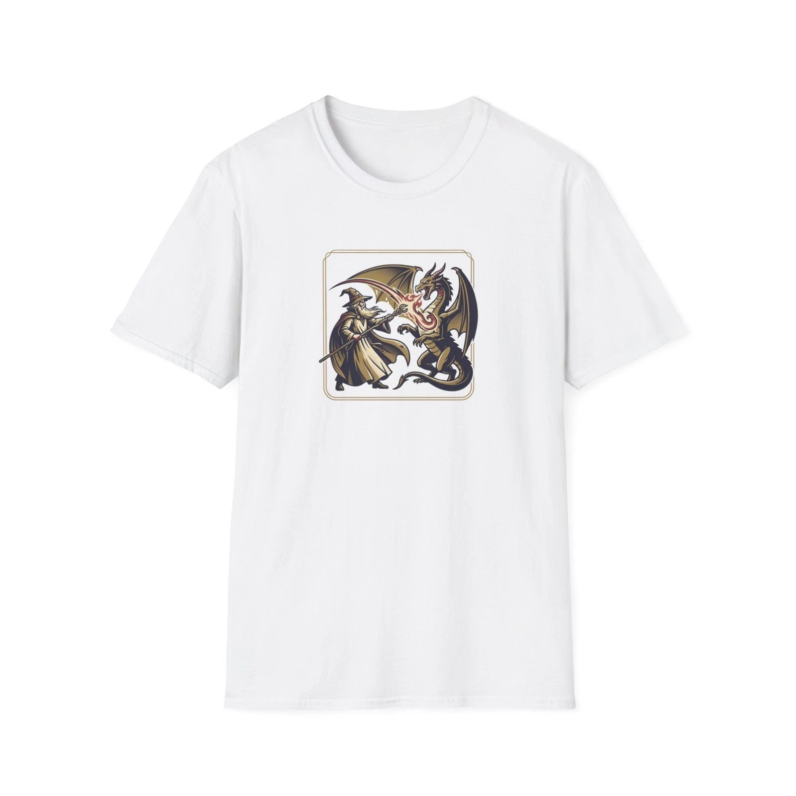 Wizard vs Dragon T-Shirt | Medieval Fantasy Illustration