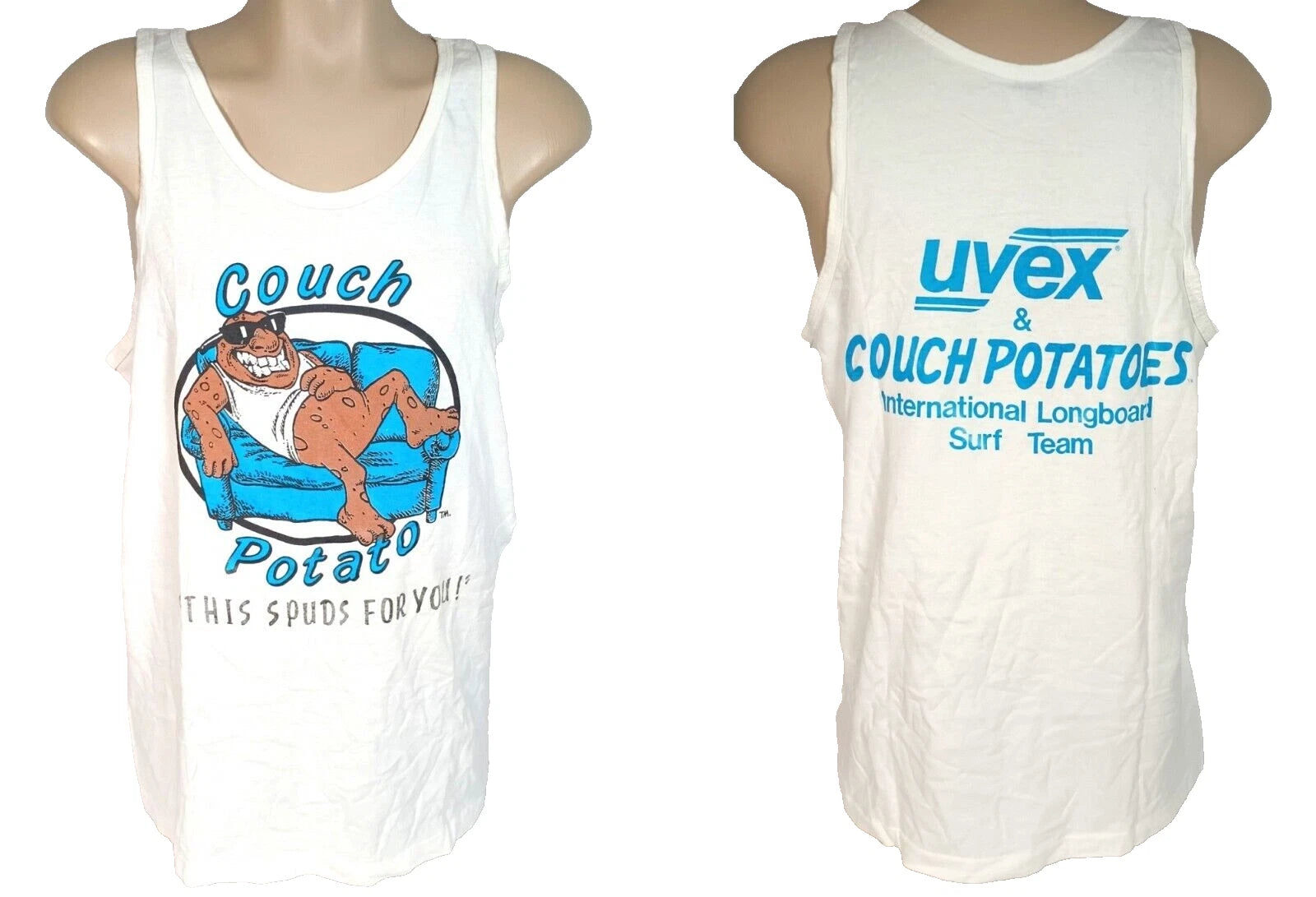 Uvex Couch Potato International Longboard Surf Team Tank Top 1988 XL Surfing