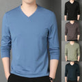 Fashionable V Neck Long Sleeve Muscle T Shirt Casual Tee Top Activewear