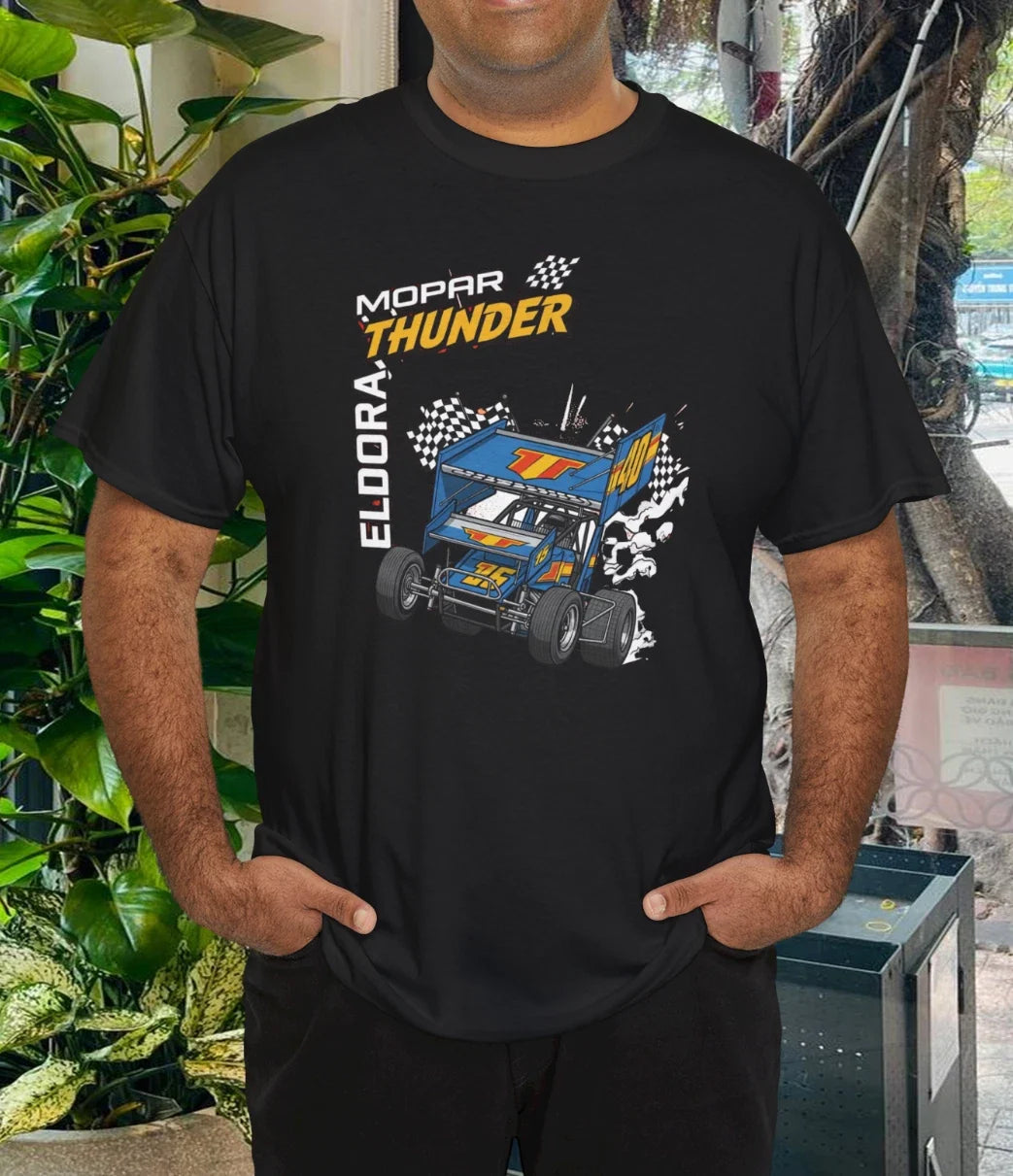 VTG Y2K Mopar Thunder At Eldora 2004 T-Shirt Men's USAC Racing Cotton Blend