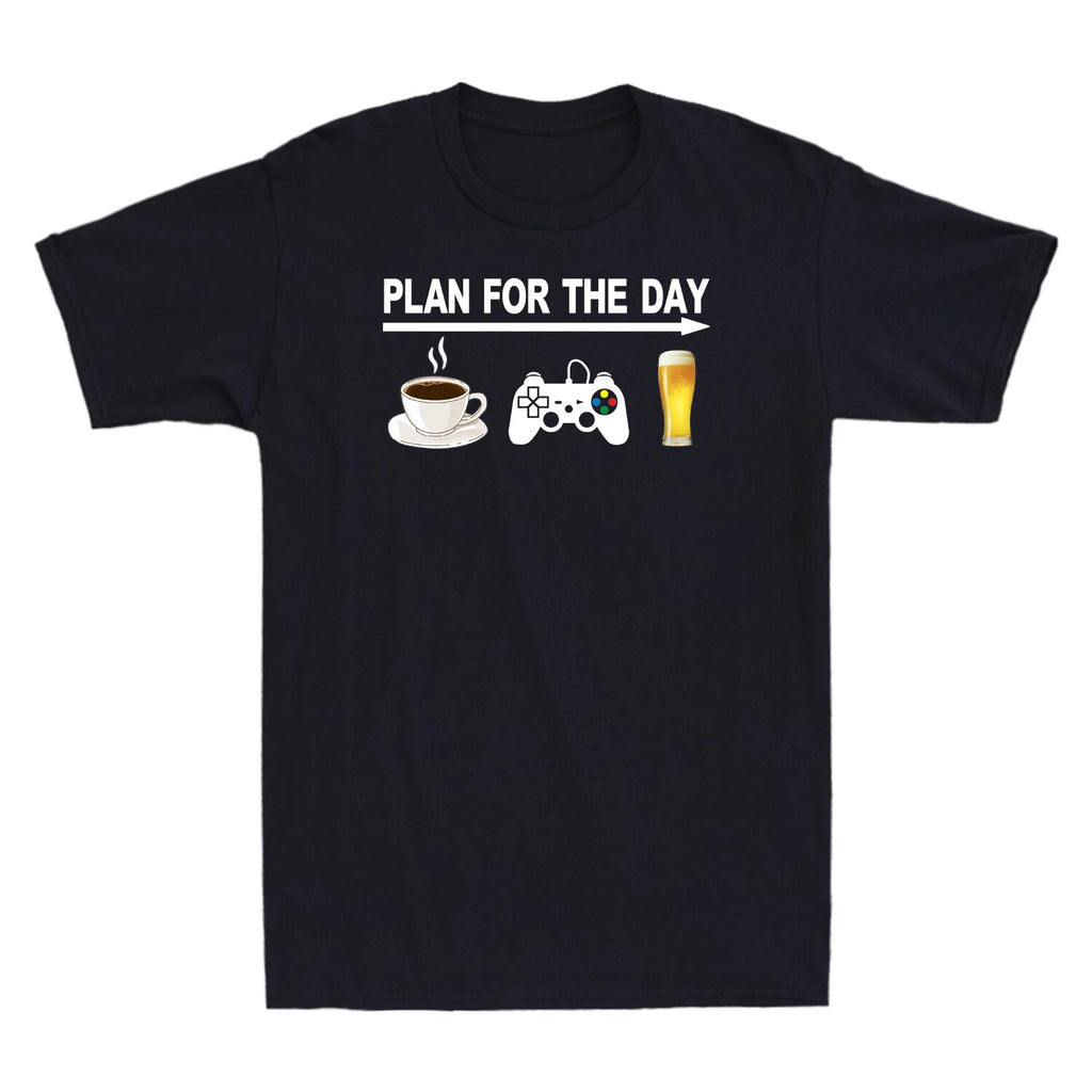 Plan For The Day Coffee Game And Beer Funny Gift Novelty Adult Men's T-Shirt Top