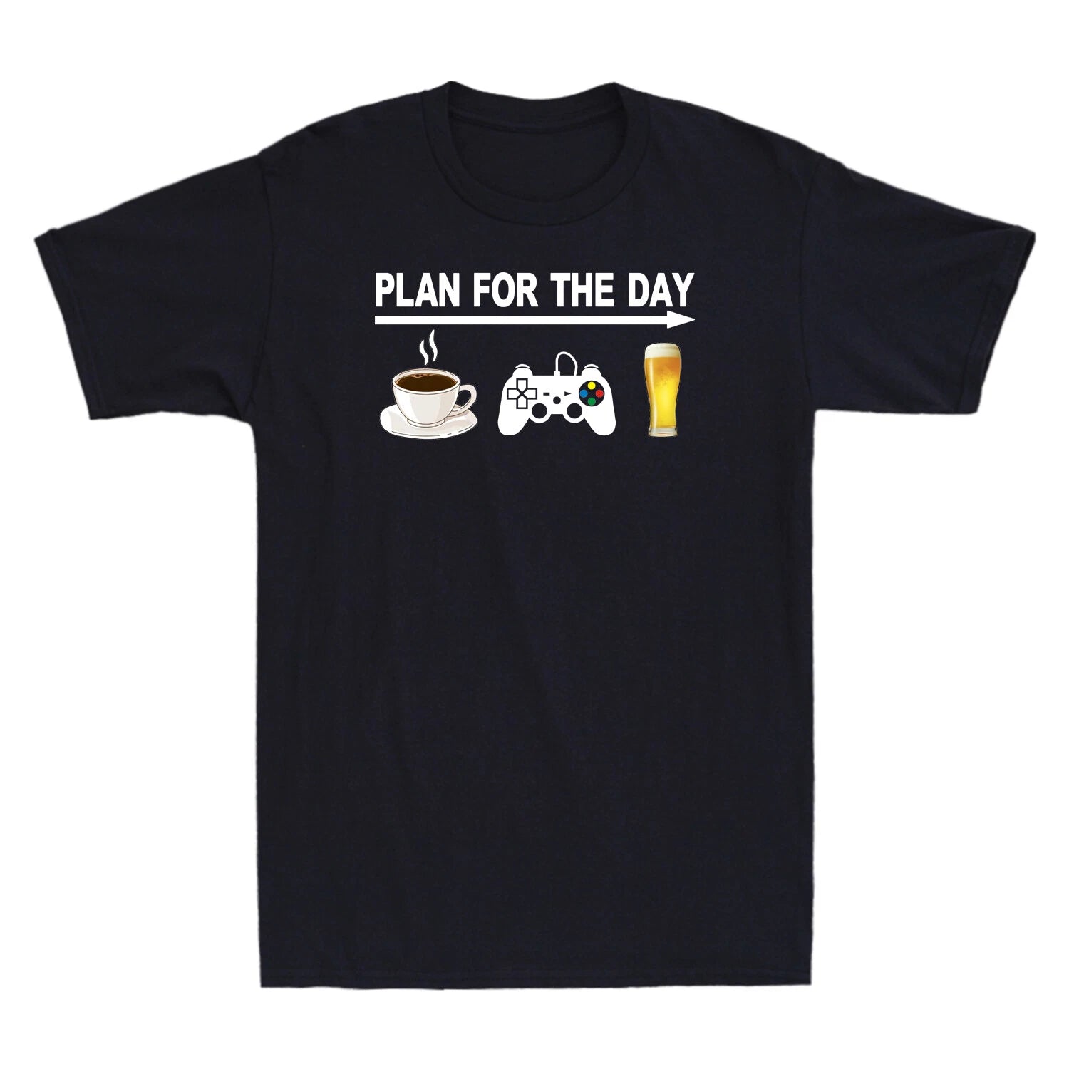 Plan For The Day Coffee Game And Beer Funny Gift Novelty Adult Men's T-Shirt Top