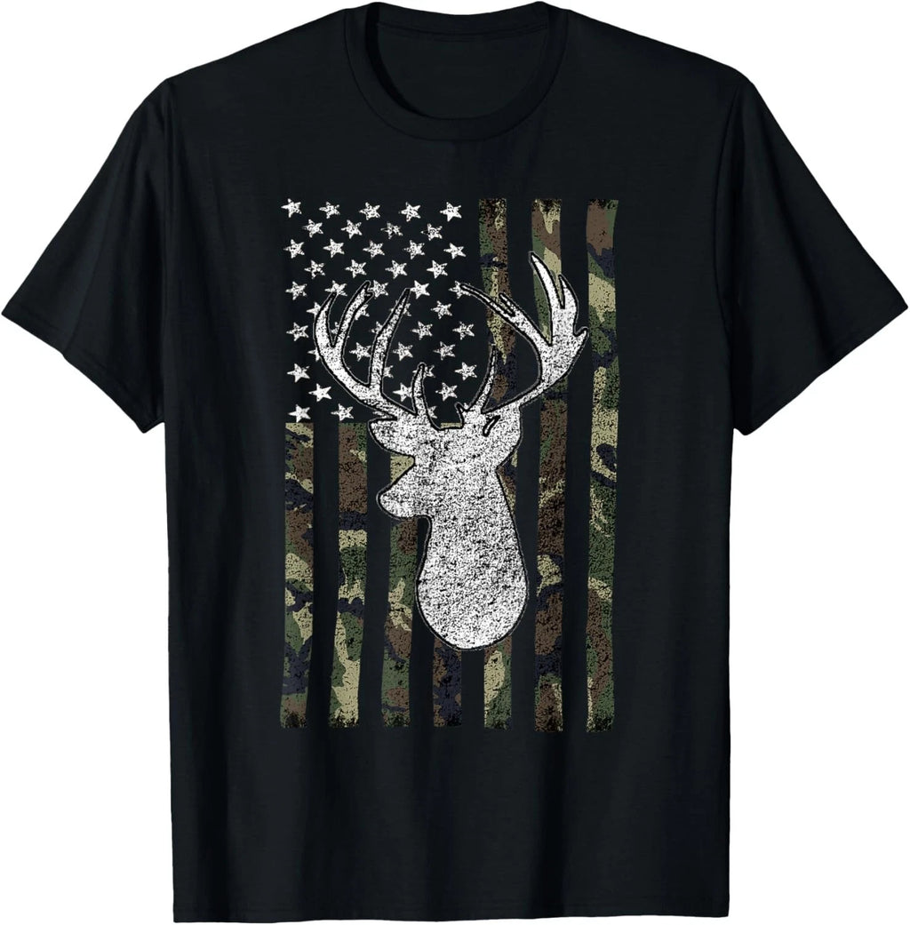 Whitetail Buck Deer Hunting American Camouflage USA Flag Gift Unisex T-Shirt