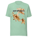 vintage COFFEE LOVERS SHIRT - FUNNY  - JUST SPILLED IT - ALL SIZES- MINT GREEN