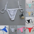Trendy Men's Thong Underwear with Side Tie and Bandage Pouch for Evening Style