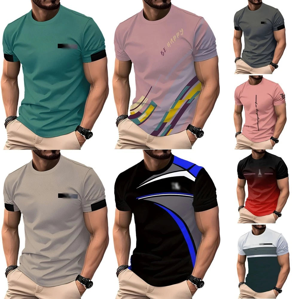 Casual Wear Men's 3D Patterned T-Shirt Polyester Short Sleeve for Daily Comfort