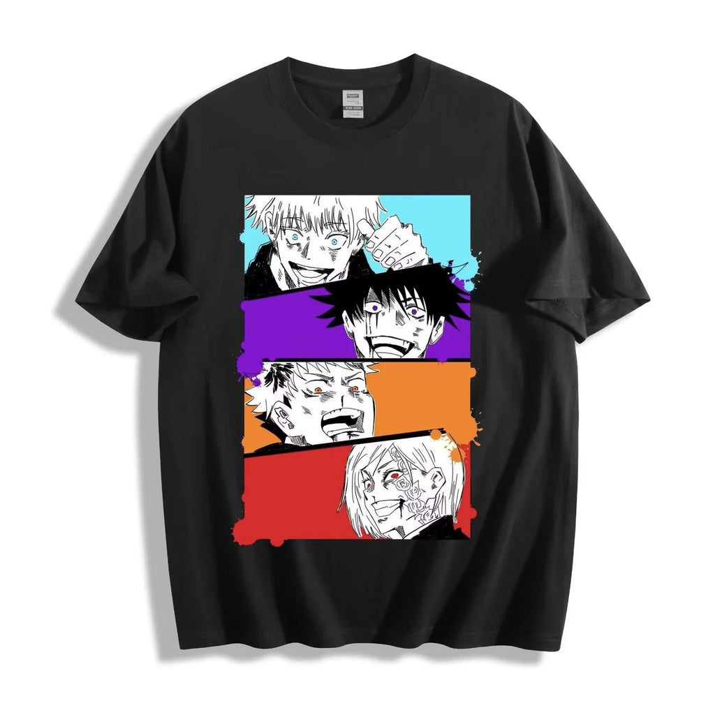 Jujutsu Kaisen Intense Panel Faces T-Shirt - Manga Collage Design Unisex Tee