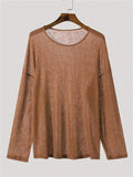Men's See Through Round Neck Shirt Long Sleeve Sexy Undershirts Tee Tops
