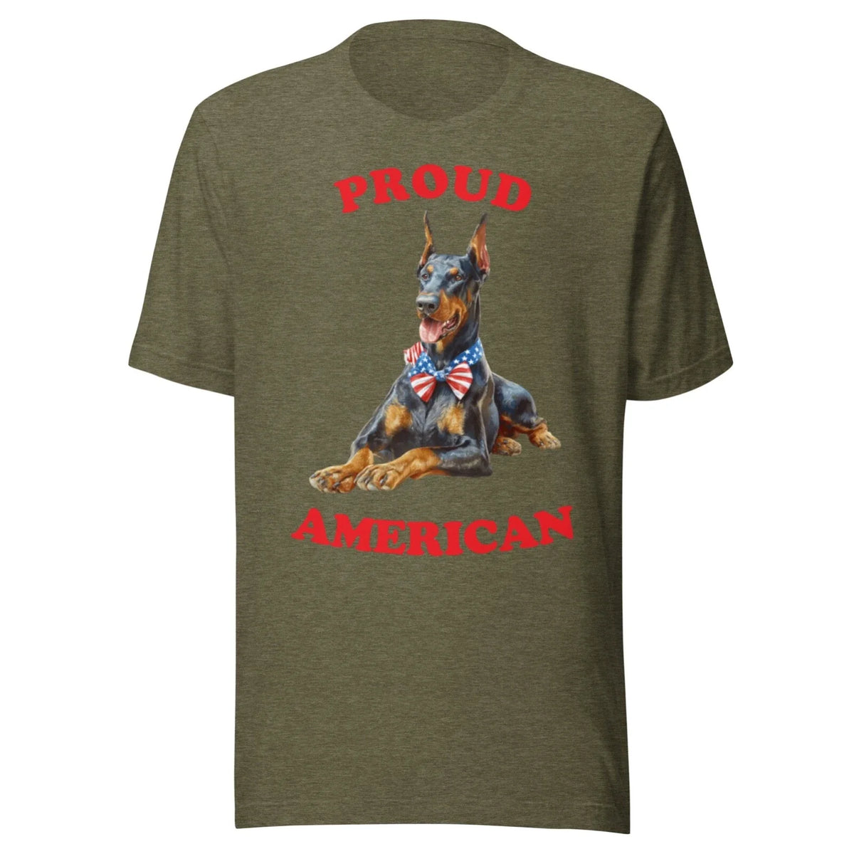 DOBERMAN SHIRT - PATRIOTIC 4TH JULY AMERICAN ADULT TEE - ALL SIZES - OLIVE