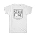 Gift T-Shirt : STAMFORD Connecticut Square Modern Minimalist Font