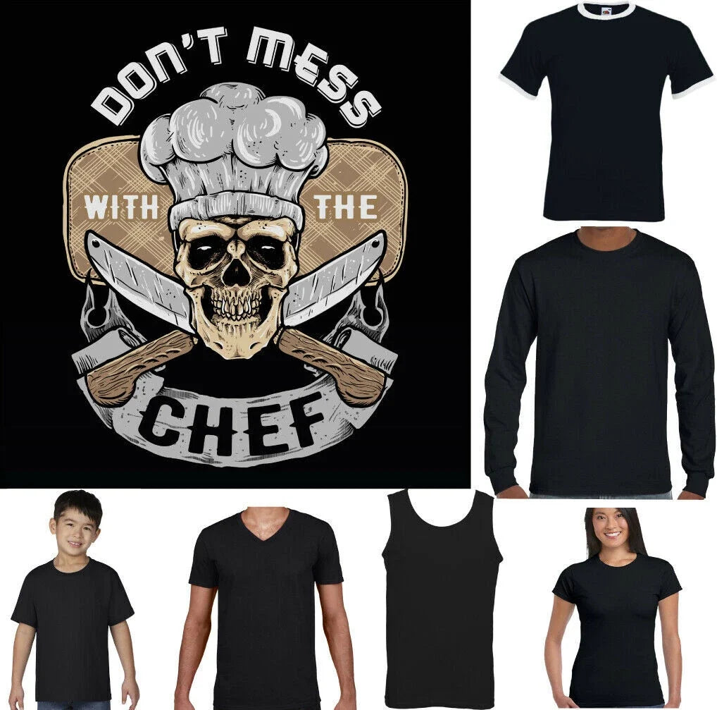CHEF T-SHIRT Mens Funny Cooking BBQ Don't Mess With The Fathers Day Baking Top