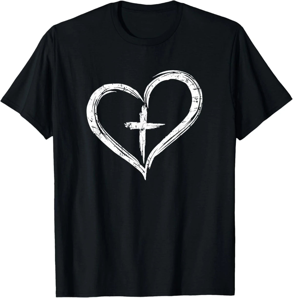 Stylish Cross in Heart Christian T-Shirt T-Shirt